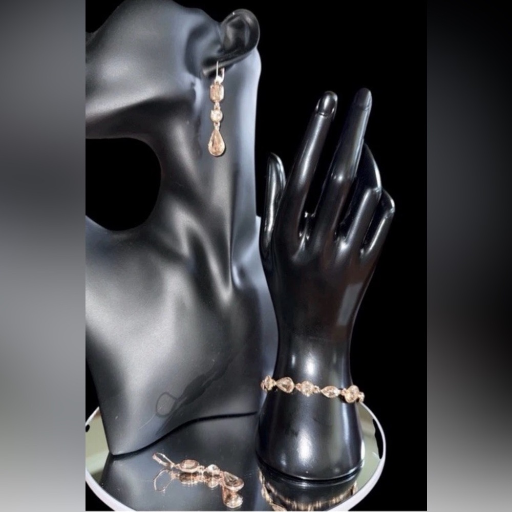 GIVENCHY Rhinestone Bracelet & Earrings In Rose Gold- Stamped - Picture 12 of 12